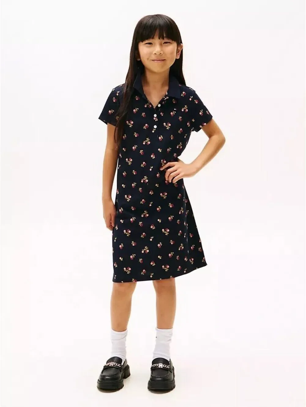 Tommy Hilfiger Kids Cherry Print Polo Dress Sz 4-5 Years EUC